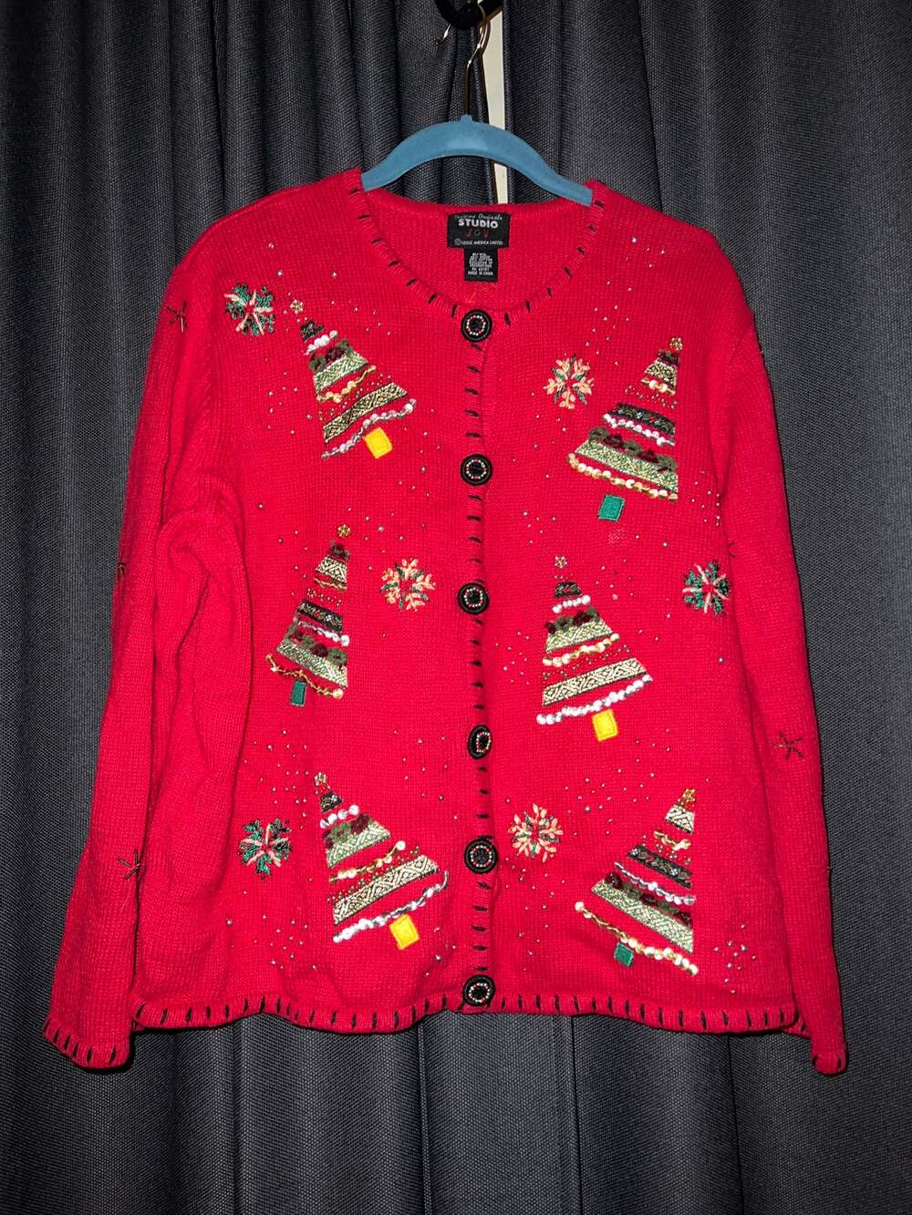 Ugly Christmas Sweater Cardigan Xmas Size XL Petite